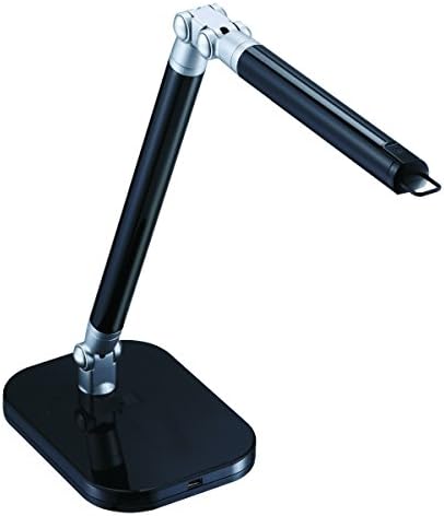 Black and Decker Office LED7BAR-BLK PureOptics™ Exalt™ Bar 5W Flicker-Free Natural Daylight LED Desk Lamp with USB Charging Port, 4 Dimming Levels (306 Lumens), 19" x 13.5" x 6", Black/Gray
