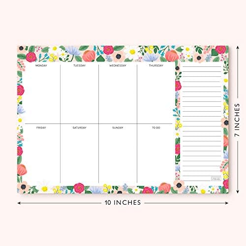 Sweetzer & Orange Floral Weekly Planner 2026, Undated Sheets To Do List Notepad, 7x10” Day Desk Note Pad Easy to Tear, School and Home Checklist Productivity Organizer, Work and Daily Planner