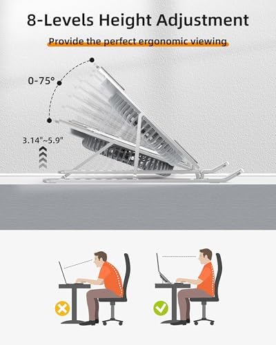 SHUWEI Foldable & Portable Laptop Cooling Stand for 17.3" Laptops,Silver