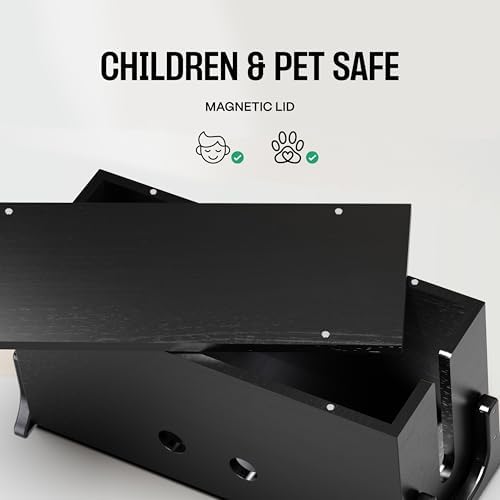 COREMINDED Extra Large Cable Management Box, Wood Cord Hider Box & Organizer for Power Strip, TV Wires & Desk Cable Storage