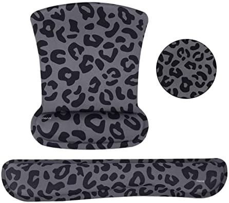 MOSISO Leopard Grain Wrist Rest Support for Mouse Pad&Keyboard Set, Black