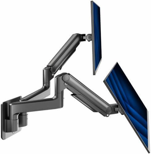 VIVO Premium Dual Monitor Arm Wall Mount, Fits Ultrawide Screens up to 45 inch, 44 lbs per Arm, Counterbalance Articulating, Heavy Duty Double Monitor Wall Mount, Max VESA 100x100, Black, MOUNT-V202V