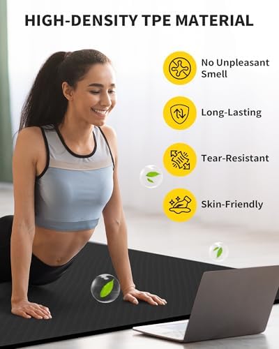 CAMBIVO 72''x48'' Large Yoga Mat, Extra Thick TPE Workout Mat