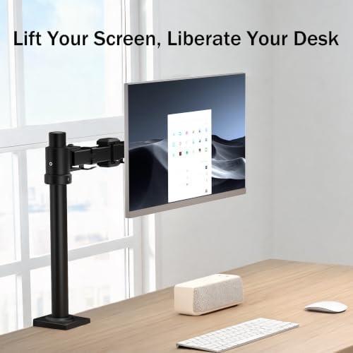 THEARK Single Monitor Arm Desk Mount - Adjustable VESA Desk Arm Mount for 17-32 Inch Screens,Holds up to 19.8 lbs,Single Monitor Stand for Desk with C-Clamp and Grommet Base,VESA 75x75/100x100mm