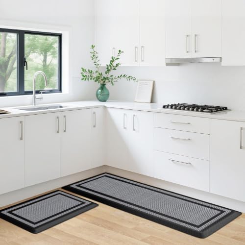 2PCS Kitchen Rugs Cushioned Anti-Fatigue Kitchen Mats Comfort Standing Mat