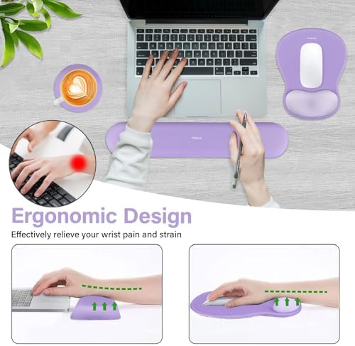 MOSISO Wrist Rest Support for Mouse Pad&Keyboard Set, Purple