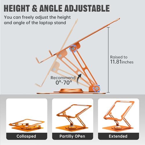 Laptop Stand for desk(360°Rotating),Aluminum laptop Riser for 10-16"Laptops