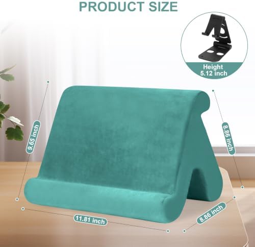 Universal Multi-Angle Tablet Stand Holder-Soft Pad Stand with black phone holder for Lap,Knee,Sofa and Bed,Compatible with iPad Pro 9.7,10.5,12.9 Air Mini 4 3,Kindle,Galaxy Tab,E-Reader (Light Blue)