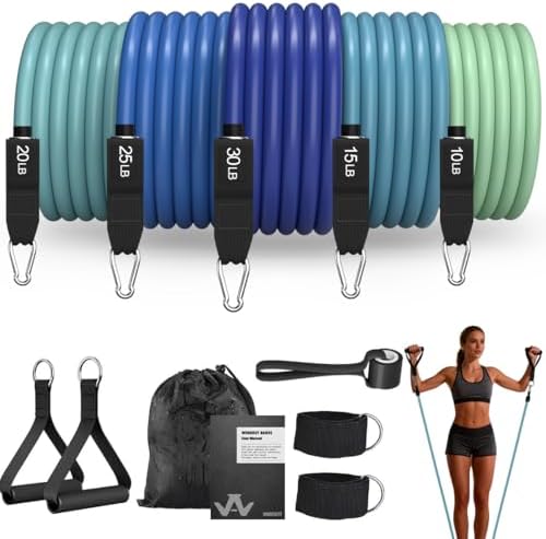 WHATAFIT Resistance Bands, 5 Level Exercise Bands with Handles for Workout