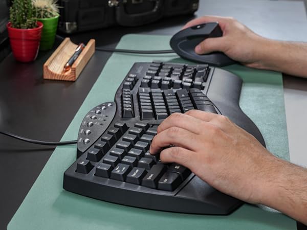 Perixx PERIDUO-512B US, Wired Ergonomic Keyboard and Vertical Mouse Combo - USB - Black - US English