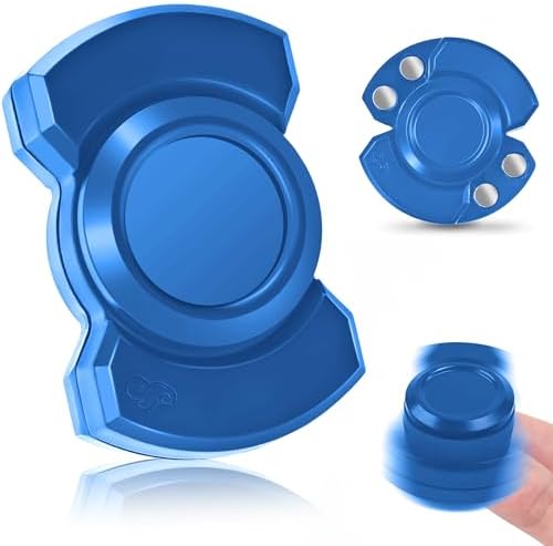 3-in-1 Fidget Spinner Toy for Adult Metal Slider Clicker Spinner Magnetic for Adult Men Office Desk Toy Stress Anxiety Relief ADHD Magnet EDC Cool Gadget Gifts Easter Basket Stuffer - Blue