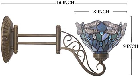 WERFACTORY Tiffany Wall Sconce Lamp Plug in Swing Arm Up Down Light