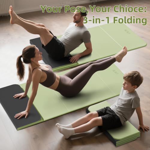 ILILI Foldable Yoga Mat 10mm, Extra Thick, Extra Long, 75x26x0.4 Inch, TPE