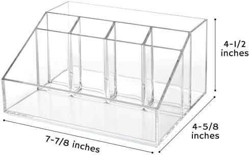 STORi Stackable Desk Organizer, Clear Pen Pencil Makeup Brush Holder for Desktops and Vanities, 6 Compartment Caddy (Made in USA)