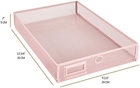 Annova Desk Organizer Wire Mesh 3 Tier Sliding Drawers Paper Sorter/Multifunctional/Premium Solid Construction for Letters, Documents, Mail, Files, Paper, Kids' Art Supplies (Light Pink)