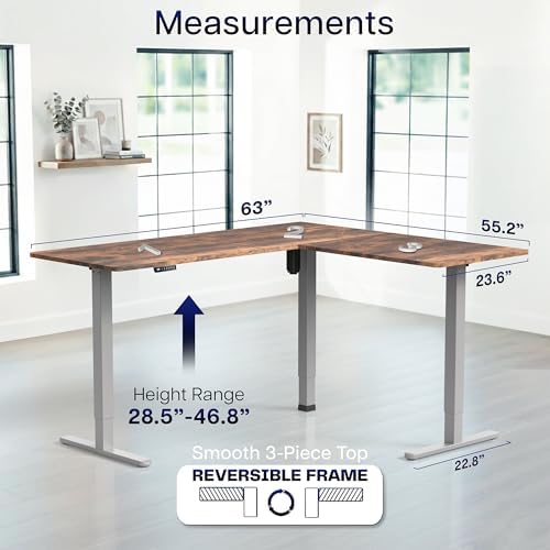 VIVO Rustic Vintage Brown 63 x 55 in Corner Standing Desk, DESK-E3CTGN