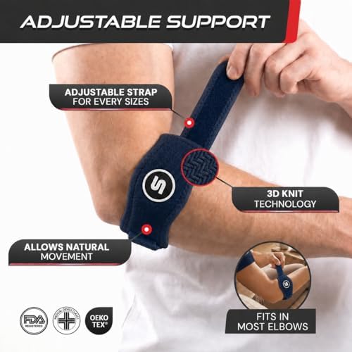 Sleeve Stars Tennis Elbow Brace for Men & Women, 9"-23" (Single/Navy Blue)