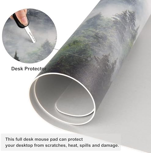 QIYI PU Leather Large Mouse Pad, Waterproof Desk Mat, 31.5" x 15.7", Forest