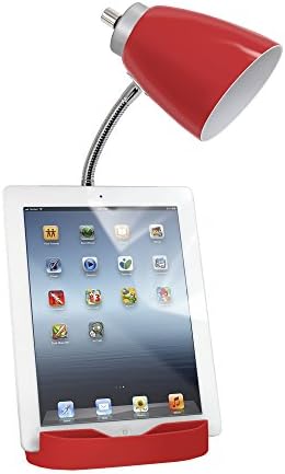 Limelights LD1056-RED Desk Lamp Organizer with iPad Tablet Book Stand and USB Charging Port, Red
