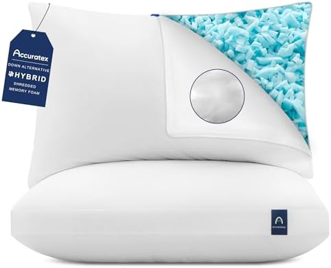 ACCURATEX Standard Pillow 1-Pack, Adjustable Shredded Memory Foam Pillow
