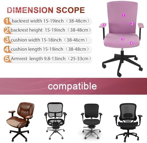 Tallew 4 Pcs Office Chair Covers Stretch Seat Armrest, Light Purple