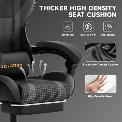 Ergonomic Gaming Chair,A Versatile 3-in-1 Video Game Chair for Work, Study, and Gaming,Features an Adjustable Backrest, Footrest, and Linked Armrests Office Chair for Adults,BlackGrey