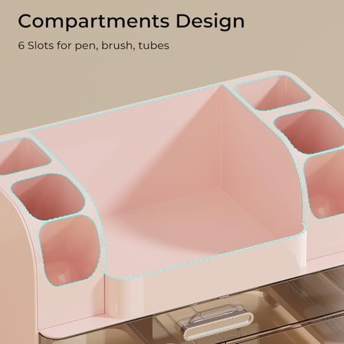 UFORU Makeup Organizer Countertop with 2 Large Drawers for Vanity Bathroom