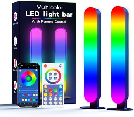LED Light Bar, Music Sync RGB Light Bar, USB Ambient Lamp, Color Changing Gaming TV Backlight with Remote Control, 15 Dynamic Modes for Room (App Control) (Small)