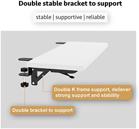 Ergonomics Desk Extender Tray, Suitable for Office. Foldable, Punch-Free Clamp on.Computer Keyborad Tray, Desk Extension Board(21.65"*9.45"(55cm*24cm), White Carbon Fiber)…