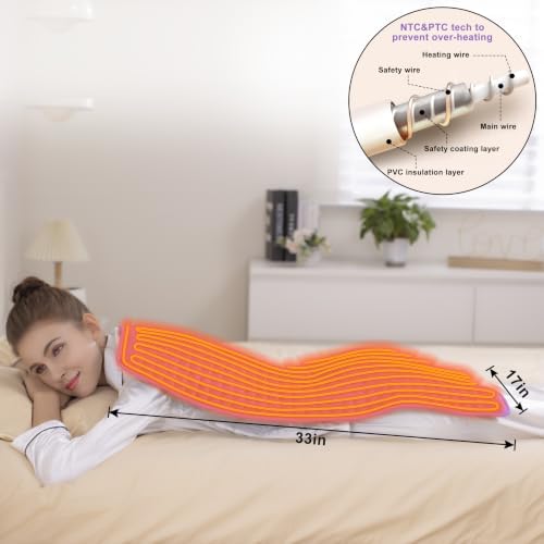 Heating Pad Electric Heat Pad, Hot Heated Pad,Multiple Temp and Timer Settings,Suitable for Shoulders, Neck, arms, Abdomen, Back, Legs, etc (Deep Purple, 33"X17")