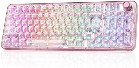 YUNZII X98 Clear Wireless Mechanical Keyboard with Knob (Pink, Snow Switch)