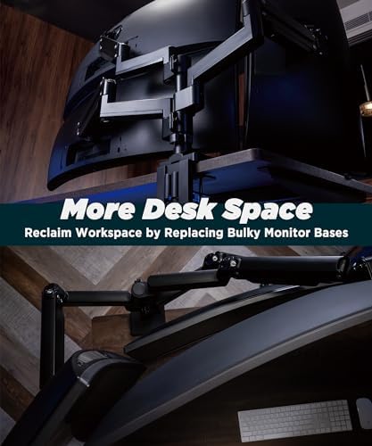 ULTRARM Heavy Duty Dual Monitor Arm for Ultrawide Monitors up to 57" and 44 lbs, Dual Monitor Stand for Dual 49" Vertical Stacked Monitor Mount Height Adjustable - 100x100 VESA Mount, Black, MA20P-D