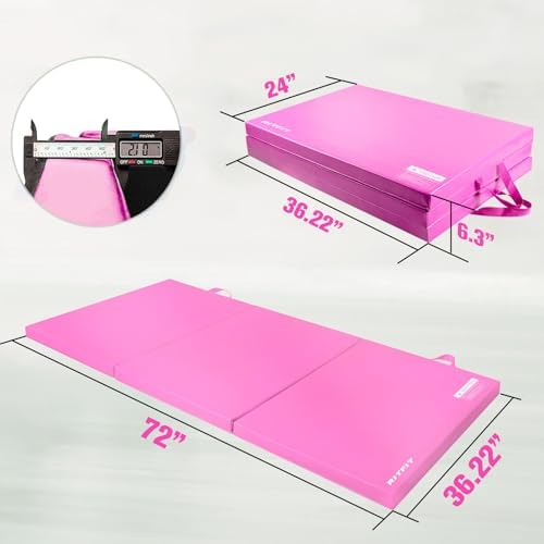 RitFit Upgraded Folding Exercise Mat, 2 Inch Thick Gymnastics Mat