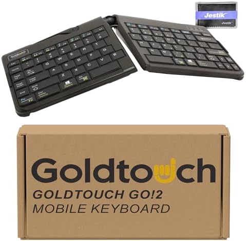 Goldtouch Go!2 Mobile Keyboard (GTP-0044) - Portable Foldable Travel Ergonomic Wired Keyboard with USB for PC & Mac, Plus Jestik Microfiber Cloth - Value Bundle