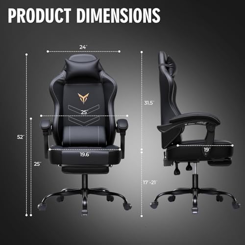 GTPLAYER Gaming Chair for Adults, Big and Tall 300LBS Heavy Duty Office Chair, Ergonomic High Back Lumbar Support and Wide Comfy Cushion with Linkage Armrests, Black
