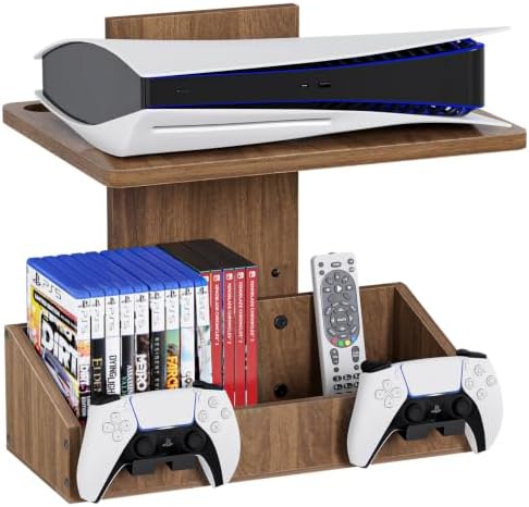 2-Tier Floating TV Wall Shelf With Video Game Storage, Controller Holder