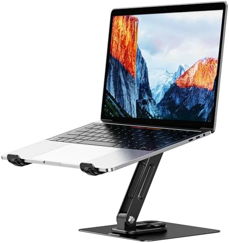 BESIGN LS12 Laptop Stand with 360° Rotating Base, Ergonomic Adjustable Notebook Holder, Computer Riser Stand Compatible with Air, Pro, Dell, HP, Lenovo More 10-14" Laptops (Black)