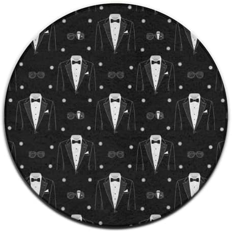 Fashion Round Area Rug Large Non Slip Carpet, Black Tuxedo Unisex Home Decor Mat, 24inch