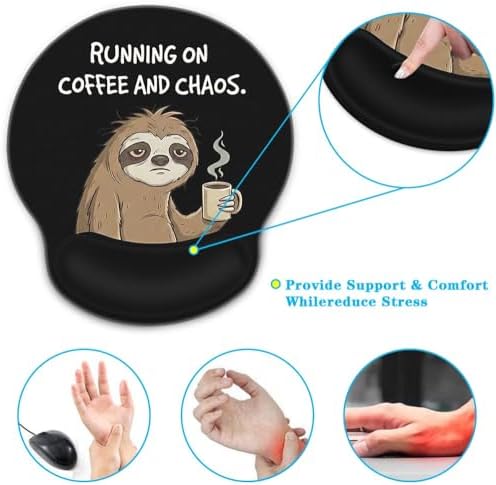 Britimes Ergonomic Mouse Pad with Wrist Support, Sloth Coffee