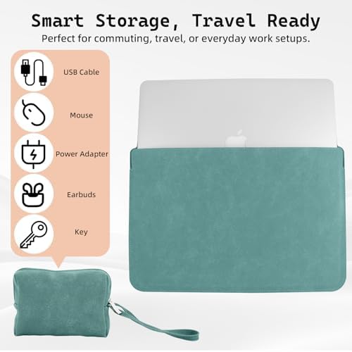 15-16 Inch Laptop Sleeve Case with Stand Feature, Matte PU Leather