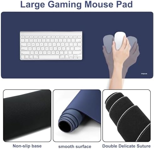 MOSISO Wrist Rest for Mouse Pad Set, Large Gaming Deskpad, Navy Blue