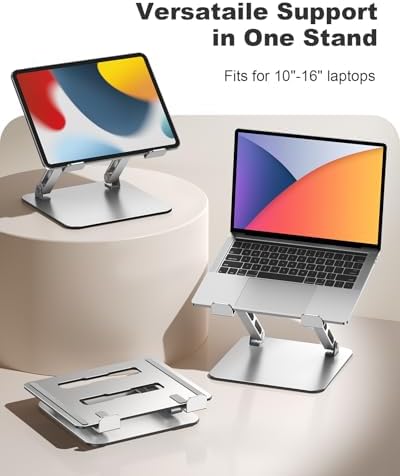 RIWUCT Laptop Stand for Desk Adjustable Height, Ergonomic Laptop Riser
