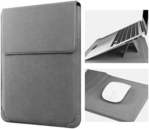 HoYiXi 15 16 Inch Laptop Sleeve Case Leather Bag for MacBook Pro 16 2021 & 2019/ASUS Vivobook 15/Huawei MateBook D15/HP 15.6" PC/MacBook Pro 15/Surface Laptop 3/Dell Inspiron 15/IdeaPad, Gray