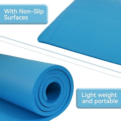 Fitvids 1/2-inch Thick High Density Exercise Yoga Mat with Carrying Strap