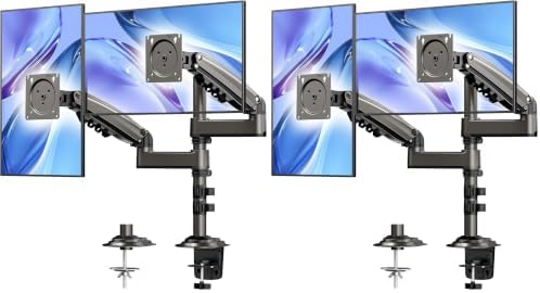 HUANUO 17-32 Inch Dual Monitor Stand, Vertical Dual Monitor Mount, Monitor Stand 2 Monitors, Ergonomic Adjustable Tilt/Swivel/Rotate, Weight Max 19.8 lbs, VESA 75/100mm (Pack of 2)