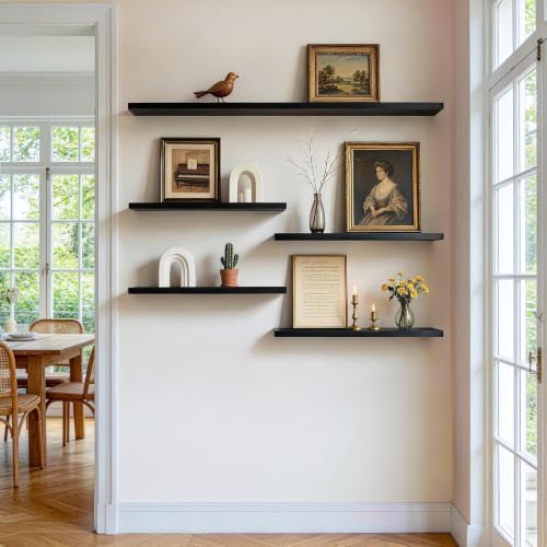 BAYKA Black Floating Shelves 22.5in, Set of 3, Wall Mounted for Wall Decor