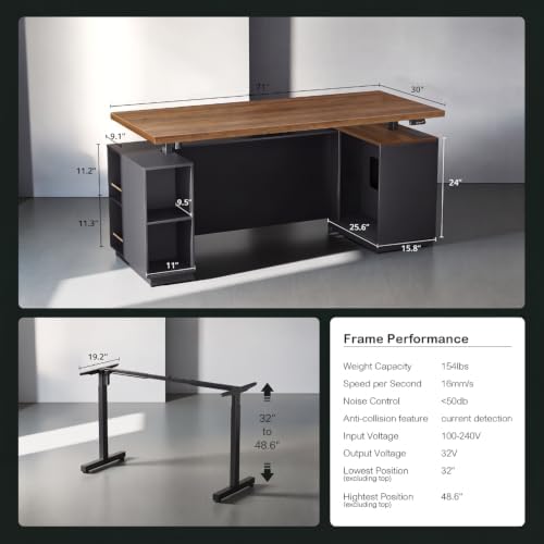 ModernMate 71" L Shaped Executive Standing Desk with 4 Drawers