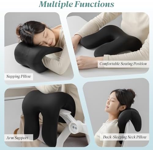 SheRest Office Chair Neck Pillow, Memory Foam Ergonomic Nap Pillow Office Chair Headrest Accessory, Neck Support Pillow Ideal for Office and Gaming, Black