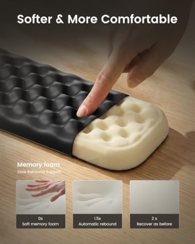 ProtoArc KP50 Ergonomic Wrist Rest for Keyboard with PU Leather, Black