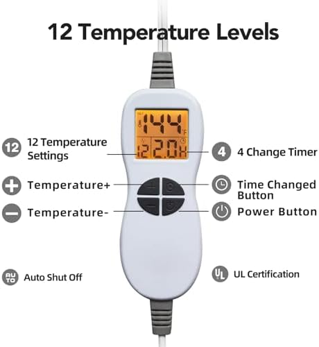 Ambershine 17''x33'' Weighted Heating Pad, 5.2lbs with 12 Temperature Settings & 4 Auto-Off Timers, Pain Relief for Back/Neck/Shoulders/Abdomen/Legs(Dark Grey)